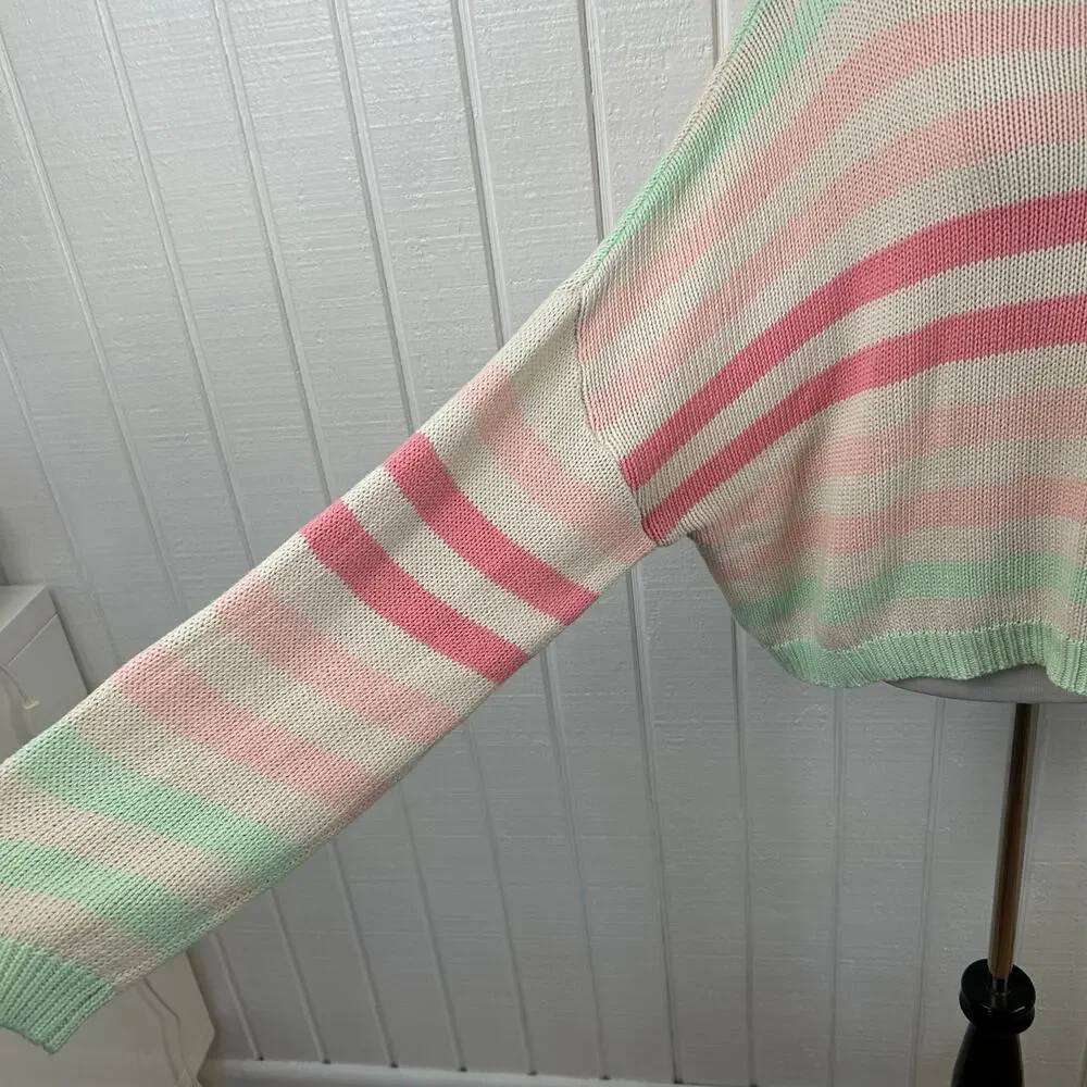 Francescas Mi Ami Oversized Pastel Stripe Sweater Size S